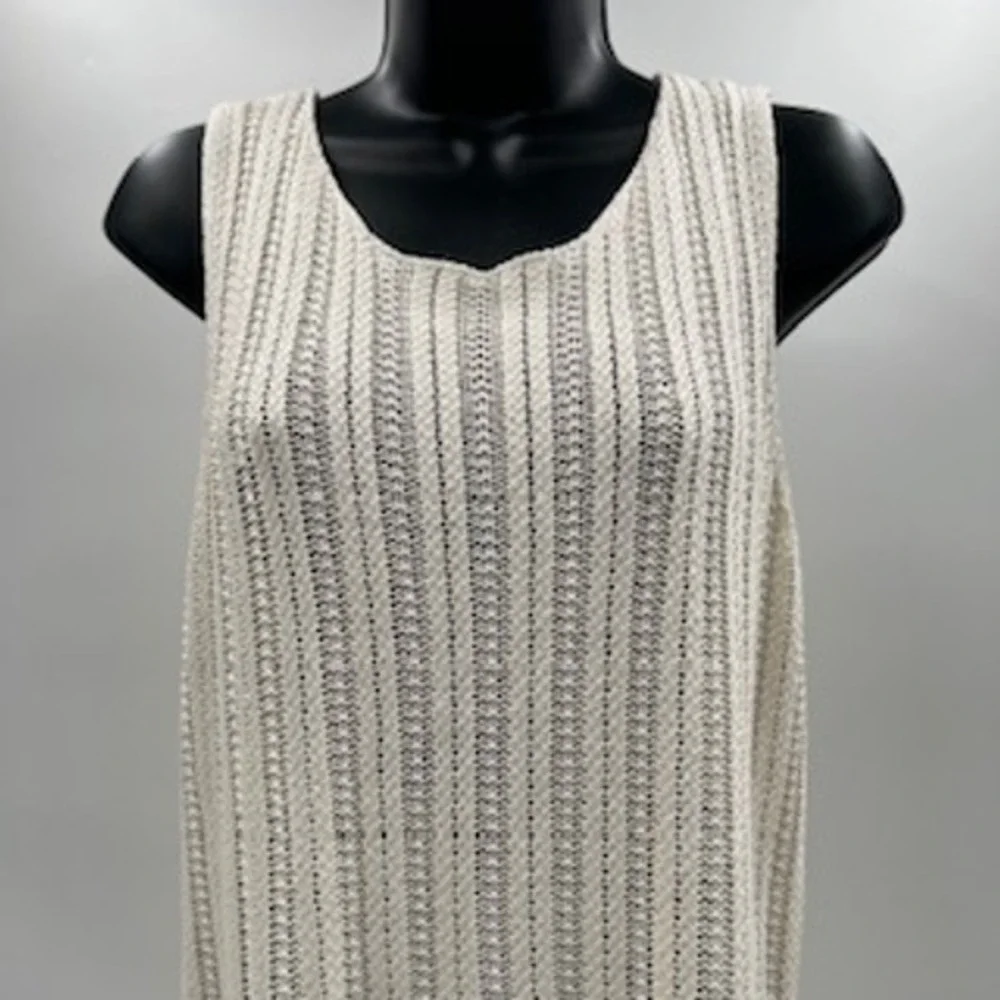Marled Reunited Clothing Ivory Knit Tank Top‎ Sleeveless Pointelle Sweater Large
